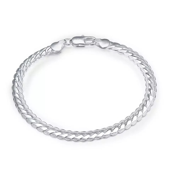 925 Silver Plated Unisex 5mm Snake Bracelet - Picture 1 of 7